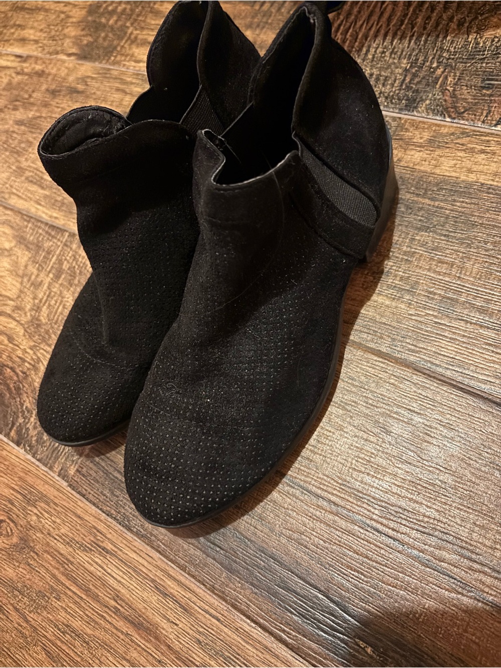 City Chic Black Suede Perforated Ankle Booties